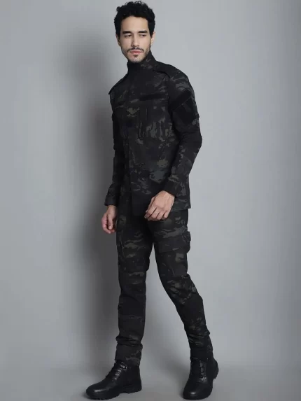 Black Python ACU Uniform with tactical camouflage design – durable ripstop fabric military shirt and pants set for combat, training, and airsoft use.