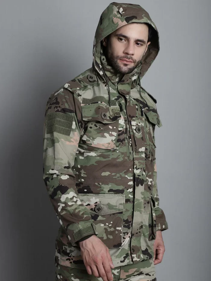 Multicam 3-layer Waterproof Jacket with inner fleece lining for tactical use in all-weather conditions.