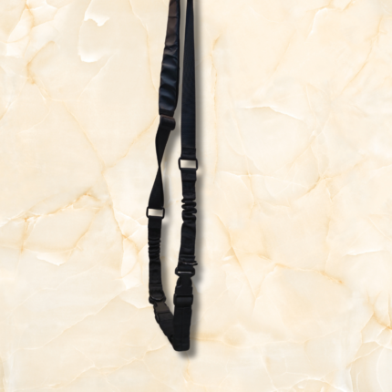 Tactical military-grade Rifle Sling with adjustable straps and quick-release clips for secure weapon carry.