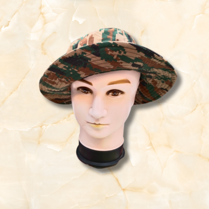 Close-up image of a durable and stylish Army Hat for men, featuring a wide brim and adjustable strap.