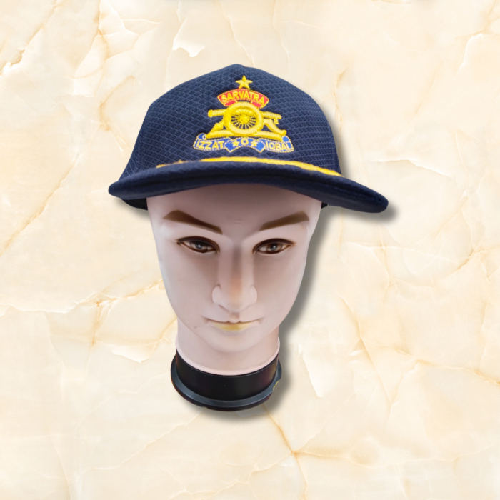 Arty Regiment Cap featuring Indian Army artillery insignia, durable cotton fabric, and adjustable fit for men