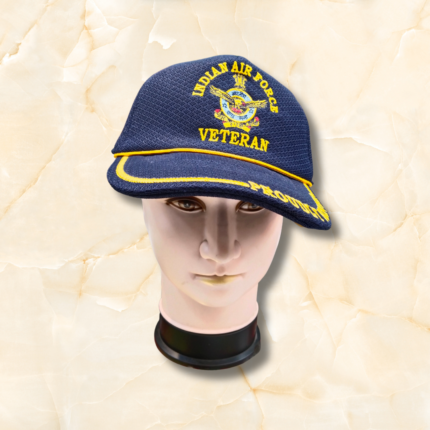 Blue IAF Cap with Indian Air Force embroidered insignia – adjustable military-style cap for men