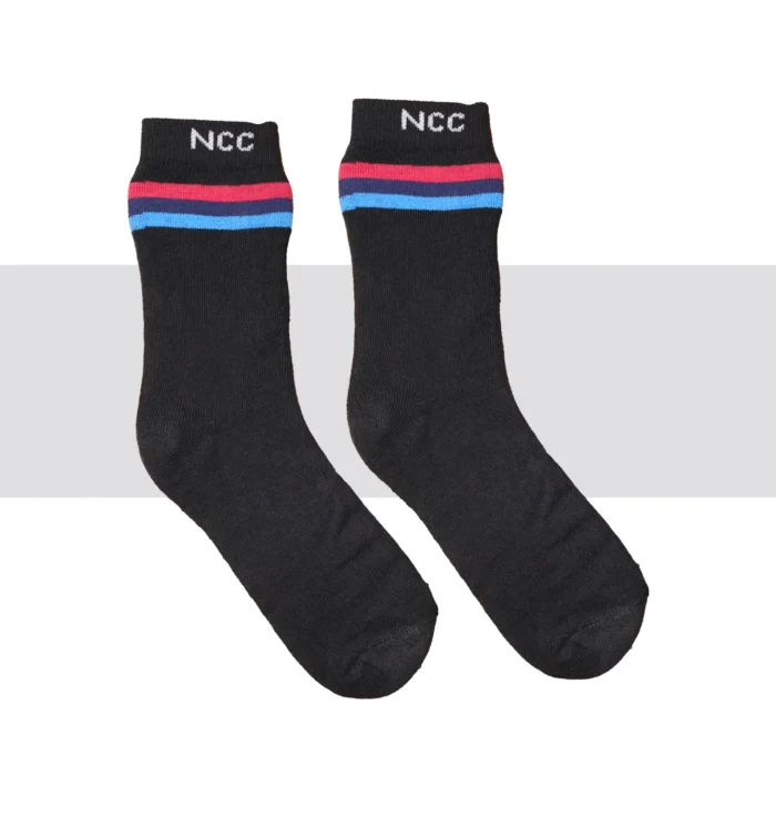 High-quality NCC Socks Black – regulation-compliant cotton socks for cadets, ideal for parades, drills, and daily training.
